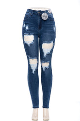 Viral Distressed Skinny Jeans - High Rise Curvy Fit Stretch
