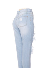High-Rise Boyfriend Fit Distressed Light Jeans