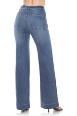 Faded Blue Wide-Leg High Waist Jeans with TENCEL